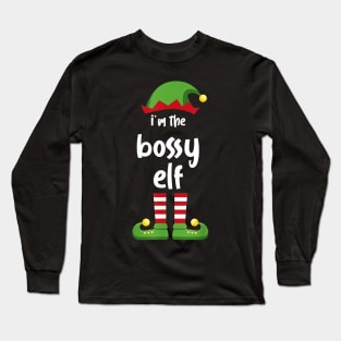 I'm The Bossy Elf Family Matching Christmas Pajama Gifts Long Sleeve T-Shirt